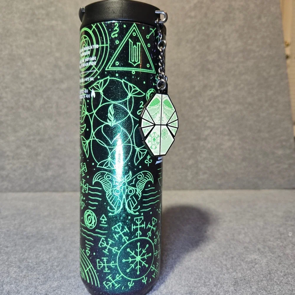 New Starbucks Wicked Elphaba‎ Vacuum Insulated Tumbler 16oz Green Black Glow